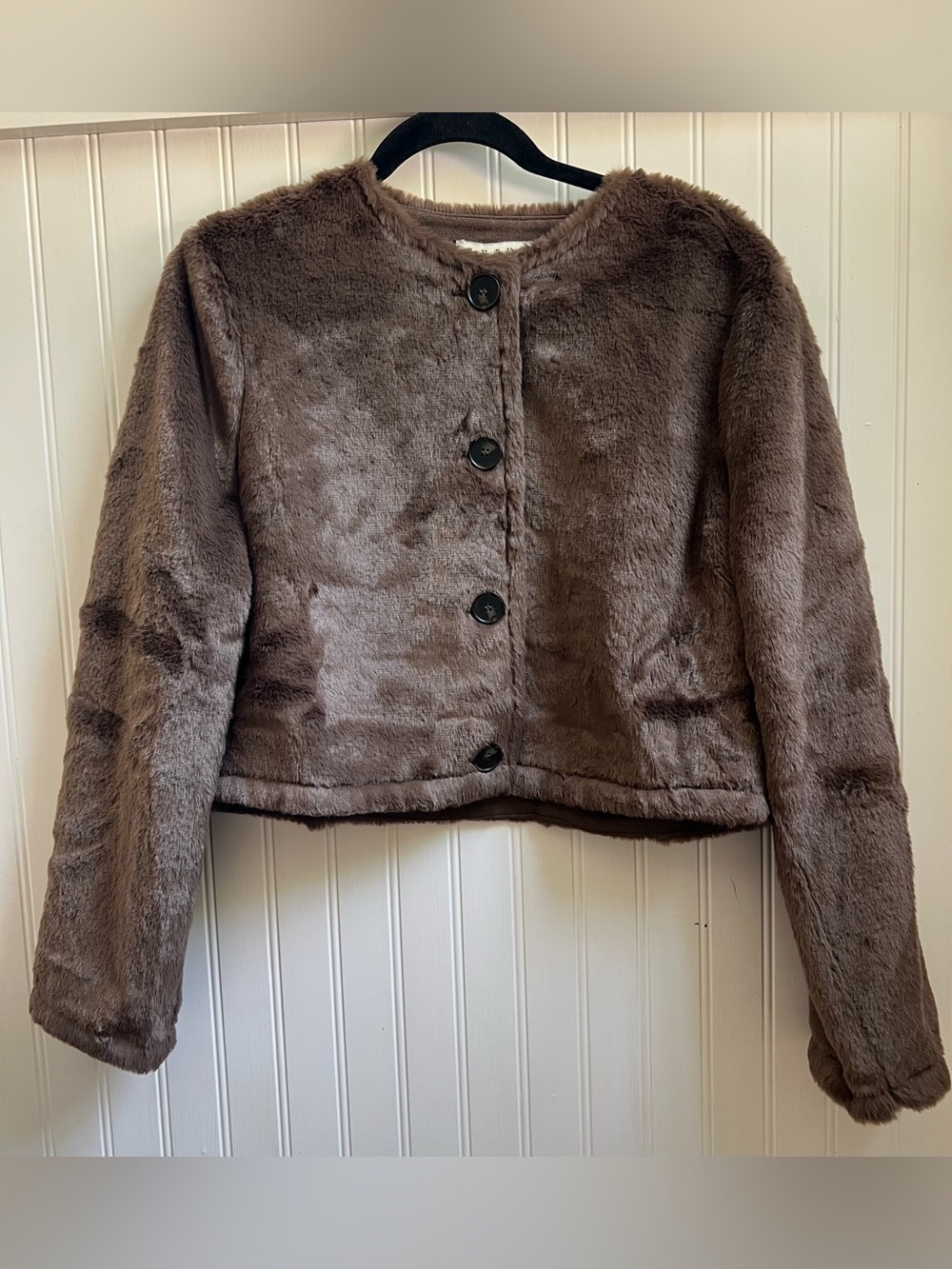 HYFVE Brown Cropped Faux Fur Jacket in Size Small NWT